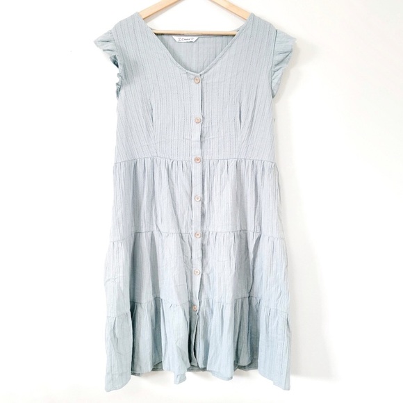 2X Cotton Blue Button Down Dress - Picture 1 of 6